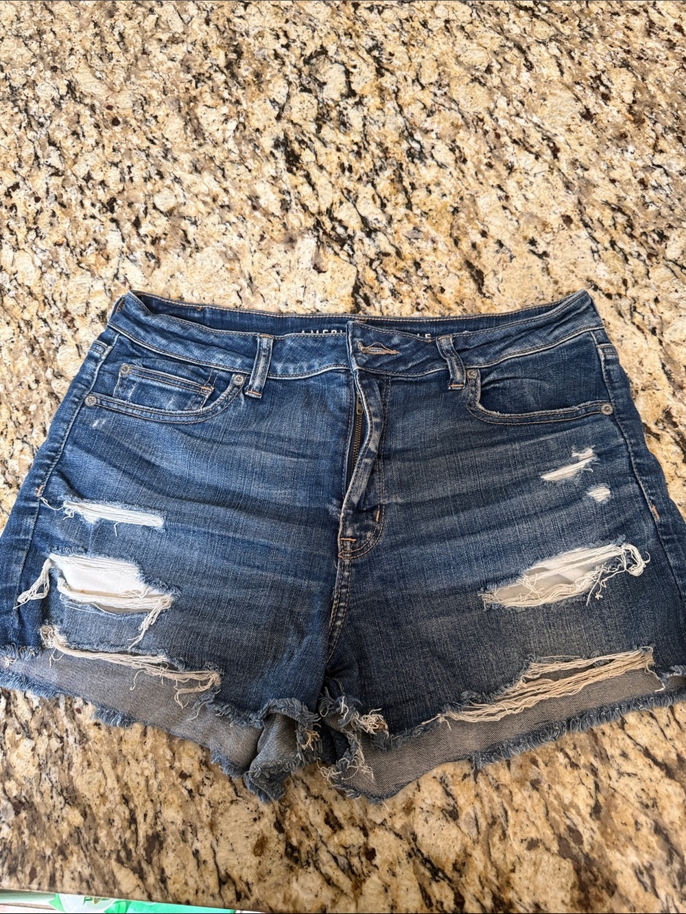 American Eagle Outfitters Distressed Dark Wash Denim Shorts